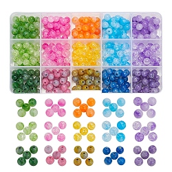 450pcs 15 perles de jade acrylique de style, ronde, couleur mixte, 7~8x7~8mm, Trou: 1.8mm, environ 30 pcs / style