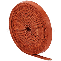 Cordón de cuero plano de 2 m, para la fabricación de la joya, saddle brown, 6x2mm, alrededor de 2.19 yarda (2 m) / pc