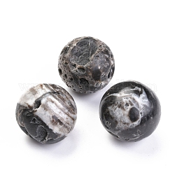 Perles de quartz naturelles druzy, décorations de maison en pierre précieuse, pas de trous / non percés, ronde, noir, 38~40mm