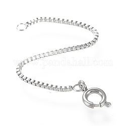 304 Stainless Steel Chain Extenders, Box Chain/Venetian Chains, with Spring Ring Clasps, Stainless Steel Color, 80x1mm