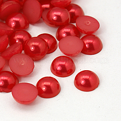 Acrylic Cabochons, Imitation Pearl, Half Round, Crimson, 4x2mm, about 10000pcs/bag