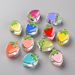 Perles acryliques émail transparent, fraise, couleur mixte, 25.5x19x9mm, Trou: 3.5mm