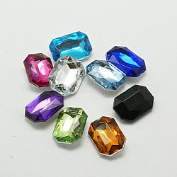Cabuchones de diamante de imitación de acrílico de Taiwan imitación, señaló hacia atrás y facetas, octágono rectángulo, color mezclado, 25x18x7mm