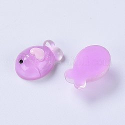 Resin Cabochons, with Glitter Powder inside, Little Fish, Purple, 15x22x10.5mm
