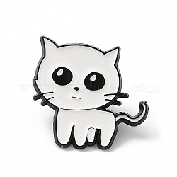 Schöne Katzen-Emaille-Pins, Brosche aus schwarzer Legierung für Rucksackkleidung, weiß, 26x27x1.5 mm
