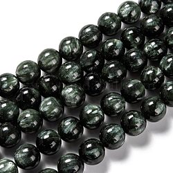 Perles naturelles SERAPHINITE brins, ronde, Grade a, 9.5~10mm, Trou: 1mm, Environ 38 pcs/chapelet, 15.43 pouce (39.2 cm)