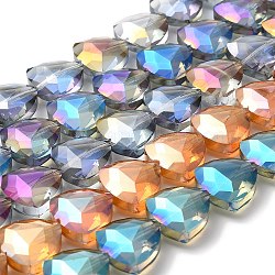 Dreieckige galvanisiertes Kristall Glasperlen Stränge, facettiert, Farbe plattiert, Mischfarbe, 18x18x9 mm, Bohrung: 1 mm, ca. 35 Stk. / Strang, 24.8 Zoll