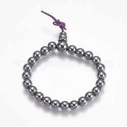 Bracelets extensibles avec perles en hématite synthétiques sans magnétiques, ronde, 2 pouce (50 mm)