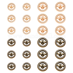 Olycraft 24 pz bottoni con gambo modello ape bottoni smaltati in lega rotondi piatti da 18 mm con strass set di bottoni in metallo dorato per blazer, abiti, cappotti, uniforme e giacca - 4 stili
