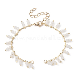 Fabrication de bracelets à maillons en perles de verre faits à la main, avec fermoir, convient aux breloques de connecteur, blanc, 6-1/2 pouce (16.5 cm)