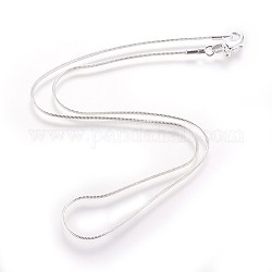 Messing runde Schlangenkette feine Halsketten, mit Karabiner verschlüsse, für DIY Schmuck basteln, silberfarben plattiert, 16 Zoll, 1 mm