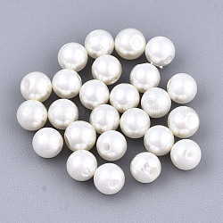 Perles en verre nacré, teinte, demi-percés perles, nacré, ronde, vieille dentelle, 1/8 pouce (4 mm), Trou: 0.8mm
