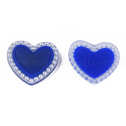 Акриловый кабошоны, с абс пластмассовыми жемчужными бисером, сердце, светло-синий, 20.5x22x5 мм