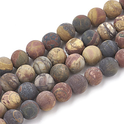 Piedra picasso natural / cuentas de jaspe picasso hebras, esmerilado, redondo, 4mm, agujero: 1 mm, aproximamente 96 pcs / cadena, 15.5 pulgada