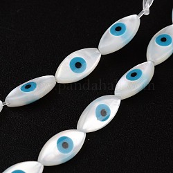 Shell perle naturali, occhio di cavallo, bianco, 10x5x2.5mm, Foro: 1 mm