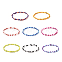 Ensembles de bracelets en perles de rocaille de verre, bracelets extensibles bicolores pour femme, couleur mixte, 1/8 pouce (0.45 cm), diamètre intérieur: 2~2-1/8 pouce (5~5.4 cm), 8 pièces / kit