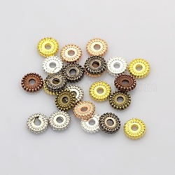 Disc Plating Zinc Alloy Spacer Beads, Mixed Color, 7x2mm, Hole: 1.5mm