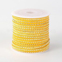 Rivet Faux Suede Cord, Faux Suede Lace, with Aluminum, Gold, 3x2mm, about 20yards/roll