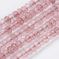 Chapelets de perles en verre de quartz de cerise, facette, rondelle, 4~4.5x2~2.5mm, Trou: 1mm, Environ 150 pcs/chapelet, 15.1 pouce ~ 15.3 pouces (38.5~39 cm)