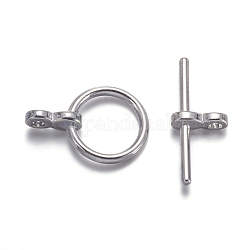 Tibetan Style Toggle Clasps,  Lead Free & Cadmium Free & Nickel Free, Ring, Platinum Color, Ring: 17x12x4mm, Bar: 8x19x4mm, Hole: 2mm