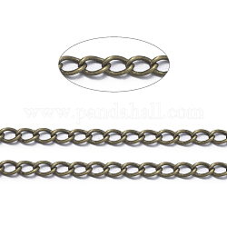 Brass Twisted Chains, Curb Chains, Soldered, with Spool, Antique Bronze, 3x2x0.45mm, about 328.08 Feet(100m)/roll