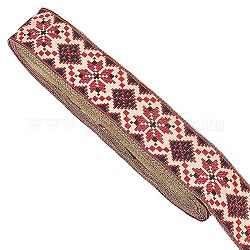 Cinta jacquard de estilo étnico delorigin de 10 yarda, Cinta de encaje tejido bordado con adorno de tela floral de 1-1/8 pulgada (28mm) para coser ropa, bolsa, decoración de fiesta, envoltura de regalo, rojo
