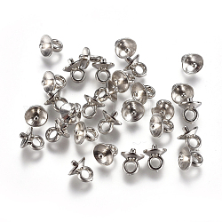 Ccb taza de plástico perla clavija fianzas pin colgantes, por medio perforó abalorios, Platino, 6.5x6mm, agujero: 2 mm, pin: 1.4 mm