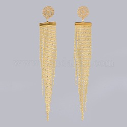 Brass Ball Chains Dangle Earrings, with Brass Slide On End Clasp Tubes and 304 Stainless Steel Stud Earring Findings, Golden, 132.5mm, Pin: 0.6mm