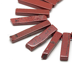 Натуральные красные яшмы бусы пряди, сверху просверленные бусы, прямоугольные, 20~65x7~15x6~10 мм, отверстие : 2 мм, около 30~40 шт / нитка, 15.75 дюйм (40 см)