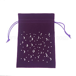 Tarotkarten-Aufbewahrungstaschen aus Samt, Tarot-Schreibtisch-Aufbewahrungshalter, lila, Sternenhimmel Muster, 18x13 cm