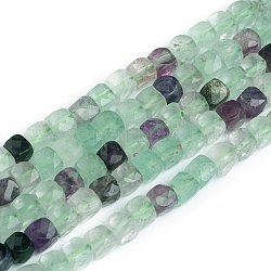 Natural Fluorite Beads Strands, Faceted, Cube, 4~5x4~5x4~5mm, Hole: 0.7mm, about 72~76pcs/Strand, 15.55 inch(39.5cm)
