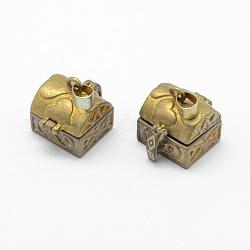 Brass Prayer Box Pendants, Lead Free & Cadmium Free & Nickel Free, Rectangle, Raw(Unplated), 17x15.5x19.5mm, Hole: 4x6mm, Inner: 11.5x13mm