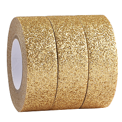 Gorgecraft 3 Rolls Glitter Foil Masking Tapes, DIY Scrapbook Decorative Adhesive Tapes, for Craft and Gifts, Gold, 15x47.5x15mm