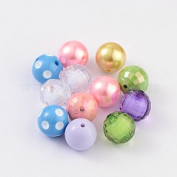 Round Chunky Acrylic Bubblegum Ball Beads, Mixed Color, 20mm, Hole: 3mm, about 12pcs/50g
