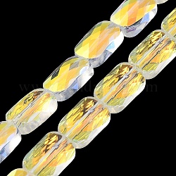 Trasparenti perle di vetro placca fili, arcobaleno placcato, sfaccettato, rettangolo, chiaro ab, 9x6x4mm, Foro: 1.2 mm, circa 72pcs/filo, 25.98'' (66 cm)