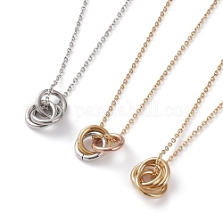 304 colliers pendentifs noeud d'amour en acier inoxydable, avec fermoir pince de homard, couleur mixte, 17.71 pouce (45 cm), anneau: 12x2 mm