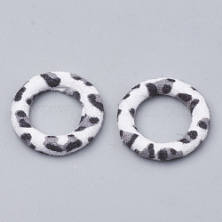 Anelli di collegamento rivestiti in tessuto, con bottone alluminio, anello, bianco, 27x4mm