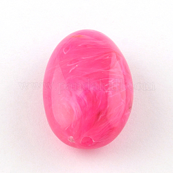 Perles acryliques ovales d'imitation pierre précieuse, rose foncé, 41x26x15mm, Trou: 3mm, environ 46 pcs/500 g