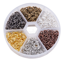1 caja 6 color anillos de salto de hierro, anillos del salto abiertos, color mezclado, 7x0.7mm, aproximamente 5.6 mm de diámetro interior, aproximamente 1300 unidades / caja