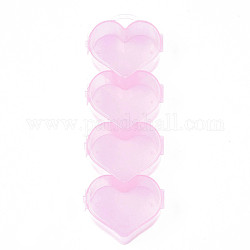 Контейнер для хранения шариков из полипропилена (пп) в форме сердца, с откидной крышкой, для бижутерии мелкие аксессуары, розовый жемчуг, 190x64x29 мм, отверстие : 9x15 мм