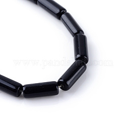 Natürlichen Obsidian Perle Stränge, Tube, 14~15x6 mm, Bohrung: 1 mm, ca. 27 Stk. / Strang, 15.7 Zoll