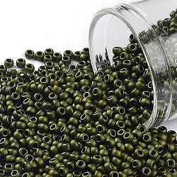 TOHO Round Seed Beads, Japanese Seed Beads, (617) Matte Color Dark Olive, 11/0, 2.2mm, Hole: 0.8mm, about 1110pcs/10g