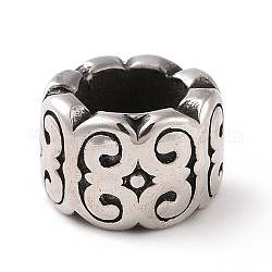 304 Stainless Steel Large Hole Beads, Column, Antique Silver, 7x11mm, Hole: 6.5mm