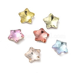 Cabujones de cristal de rhinestone, punta trasera y trasera plateada, facetados, estrella, color mezclado, 7x7x3mm