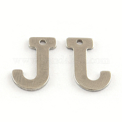201 acciaio inossidabile fascino della lettera, letter.j, 11x5.5~12x0.5mm, Foro: 1 mm