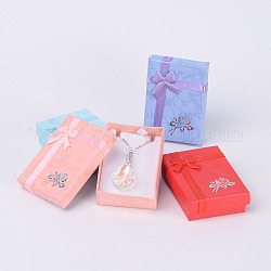 Saint Valentin présente pendentifs paquets en carton boîtes, avec bowknot, rectangle, couleur mixte, 7x5x2 cm