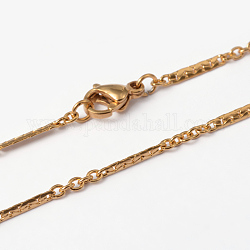 304 Stainless Steel Bar Link Chains, with Lobster Claw Clasps, Golden, 18 inch(45.8cm)