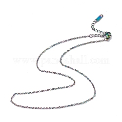 Placage ionique (ip) 304 collier de chaîne de câble en acier inoxydable pour hommes femmes, couleur arc en ciel, 15.94 pouce (40.5 cm)