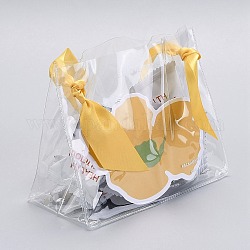 Sacchetti di plastica in pvc, con manico in seta, per bomboniere per sacchetti regalo, oro, 19x13.5cm, 10 insiemi / sacchetto