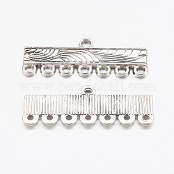 Antico rettangolo argento componenti lampadario in stile tibetano link,  piombo e cadmio libero, 11 mm di lunghezza, 28 mm di larghezza, 1 mm di spessore, Foro: 1 mm